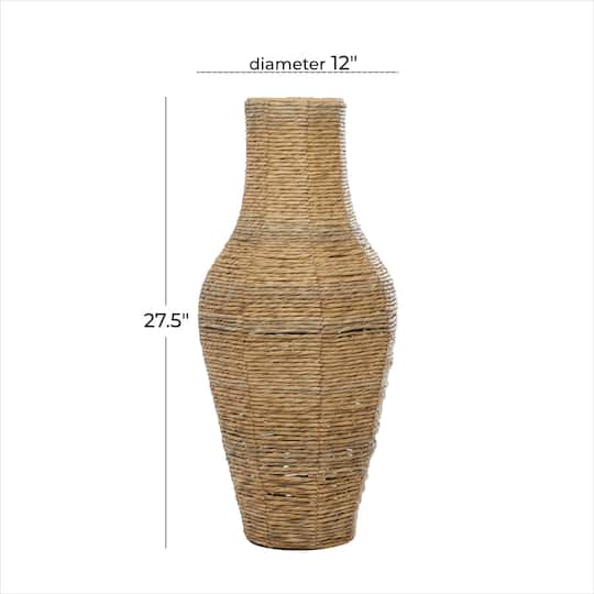 Brown Faux Seagrass Handmade Tall Woven Floor Vase 12" x 12" x 28"